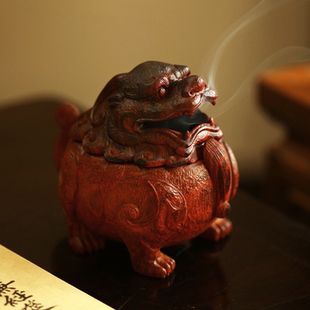 小叶紫檀天禄貔貅甪端玄关装饰乔迁开业送礼门厅办公桌面红木摆件