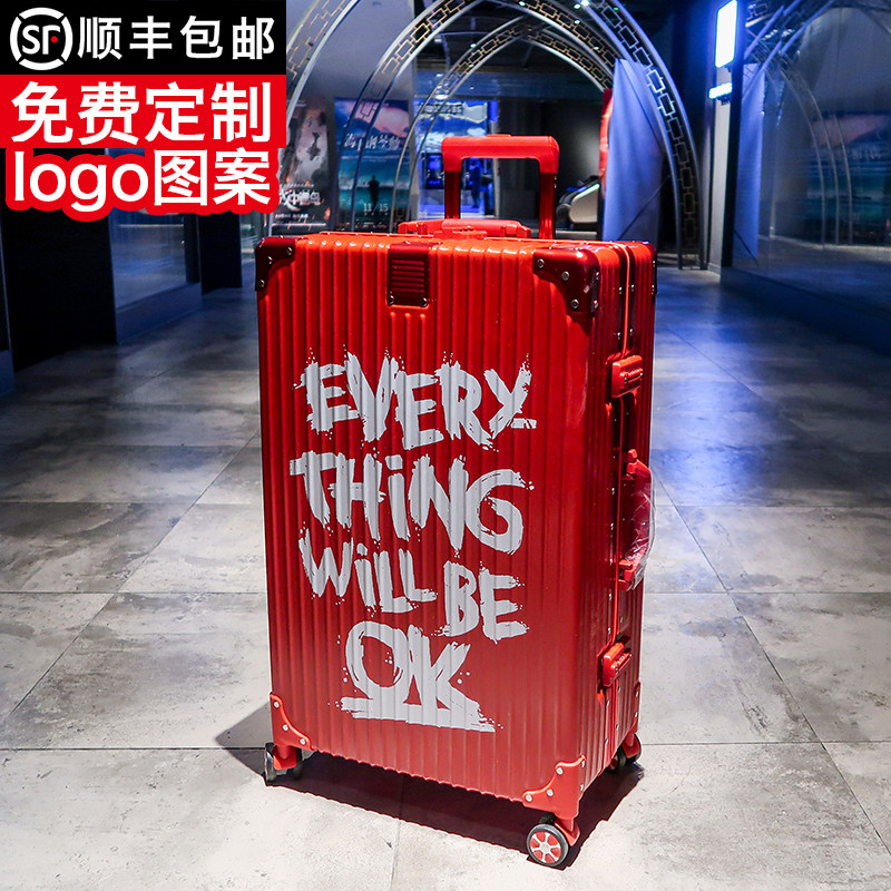 ins网红行李箱女登机密码旅行皮箱24寸sup个性拉杆箱定制logo涂鸦