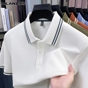纯棉利郎短袖 透气汗衫 Polo衫 中年商务休闲夏季 宽松T恤潮 男士 正品