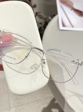 眉毛半框眼镜女防蓝光大脸素颜神器复古眼睛可配度数近视镜52220