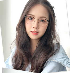 大牌同款 超轻纯钛眉线双色眼镜框女士可配度数近视眼镜架防滑2068