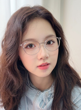 透感近视眼镜框女可配高度数小框贝塔钛茶色方圆脸百搭氛围镜8073