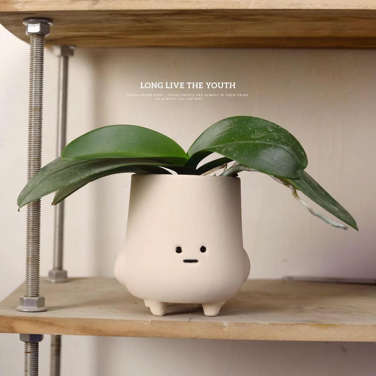 创意陶土花盆北欧风微笑宝宝可爱抽象人物造型盆栽桌面绿植小花器