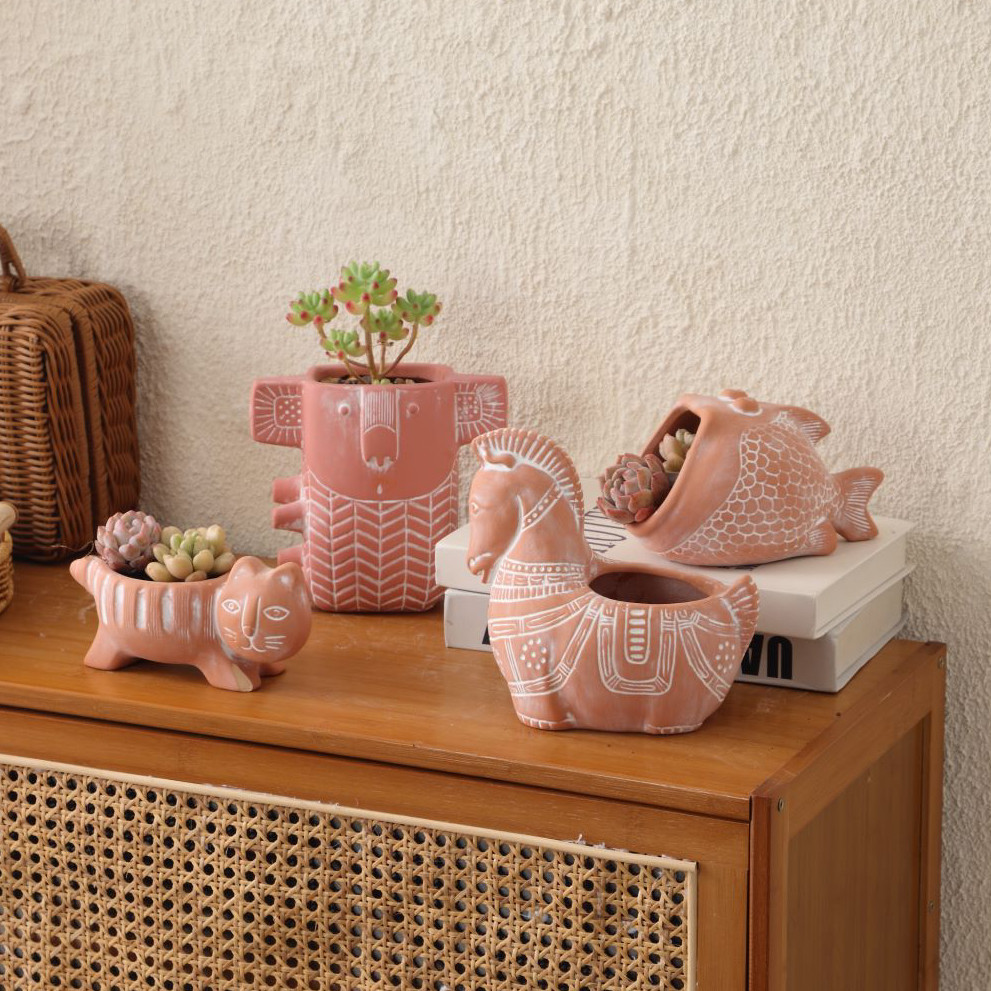 卡通创意动物设计红陶透气花盆多肉绿植室内阳台桌面装饰陶土花盆,鲜花速递/花卉仿真/绿植园艺,花盆,淘宝优惠券,粉丝福利购,淘宝优惠卷