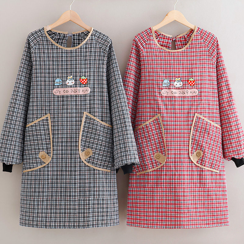 透气棉布罩衣围裙长袖防污工作服男厨房家用印制logo成人女围腰,家庭/个人清洁工具,围裙,淘宝优惠券,粉丝福利购,淘宝优惠卷