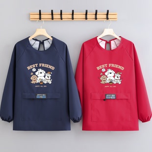 短款 防水围裙耐穿防油厨房透气做饭罩衣可定制logo工作服 舒适长袖