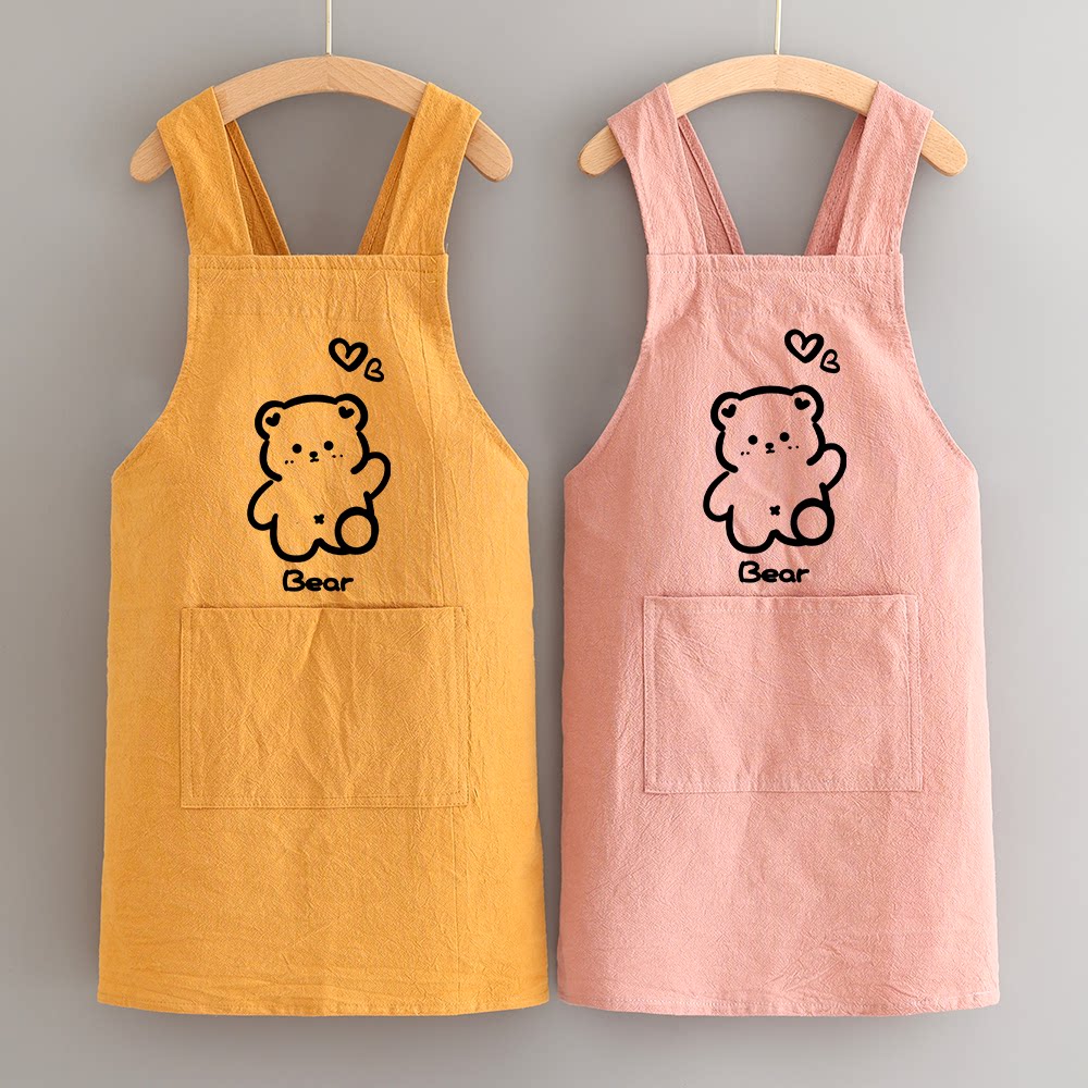 儿童棉皱布围裙卡通定制围腰防污透气老师推荐画画吃饭男女中大童