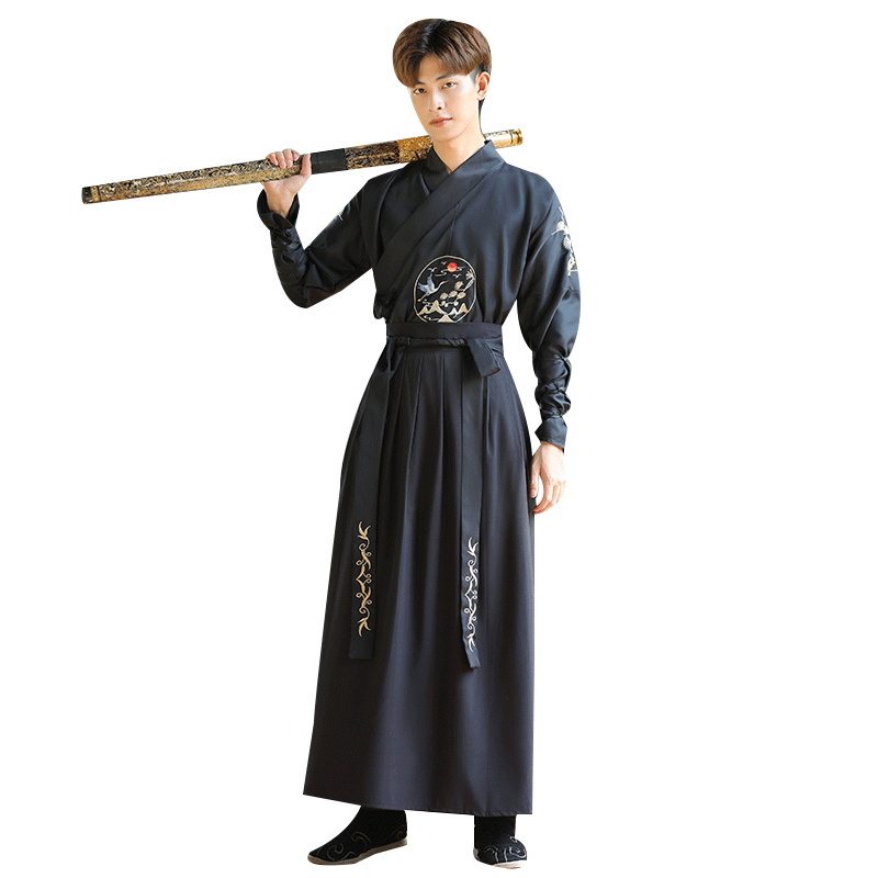 中國風(fēng)漢服男古風(fēng)男士仙氣原創(chuàng)情侶款古裝俠客書生青少年黑色服裝