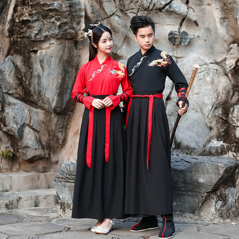 古装武侠风汉服女 汉元素中国风日常改良毕业照班服交领传统套装