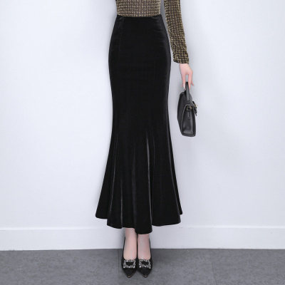 金丝绒裙子女春秋冬2025