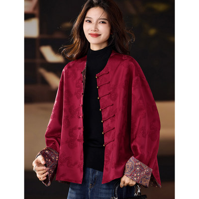 素木复古新年红提花拼接