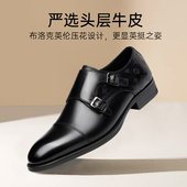 男士 手工真皮搭扣春季 孟克鞋 老人头2025新款 商务正装 僧侣鞋 皮鞋 男