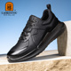2025春季 新款 休闲皮鞋 老人头男鞋 男软底系带轻便透气防滑跑步鞋 男