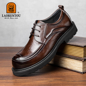 休闲皮鞋 厚底百搭男鞋 男士 2026新款 透气轻软牛皮 老人头德比鞋