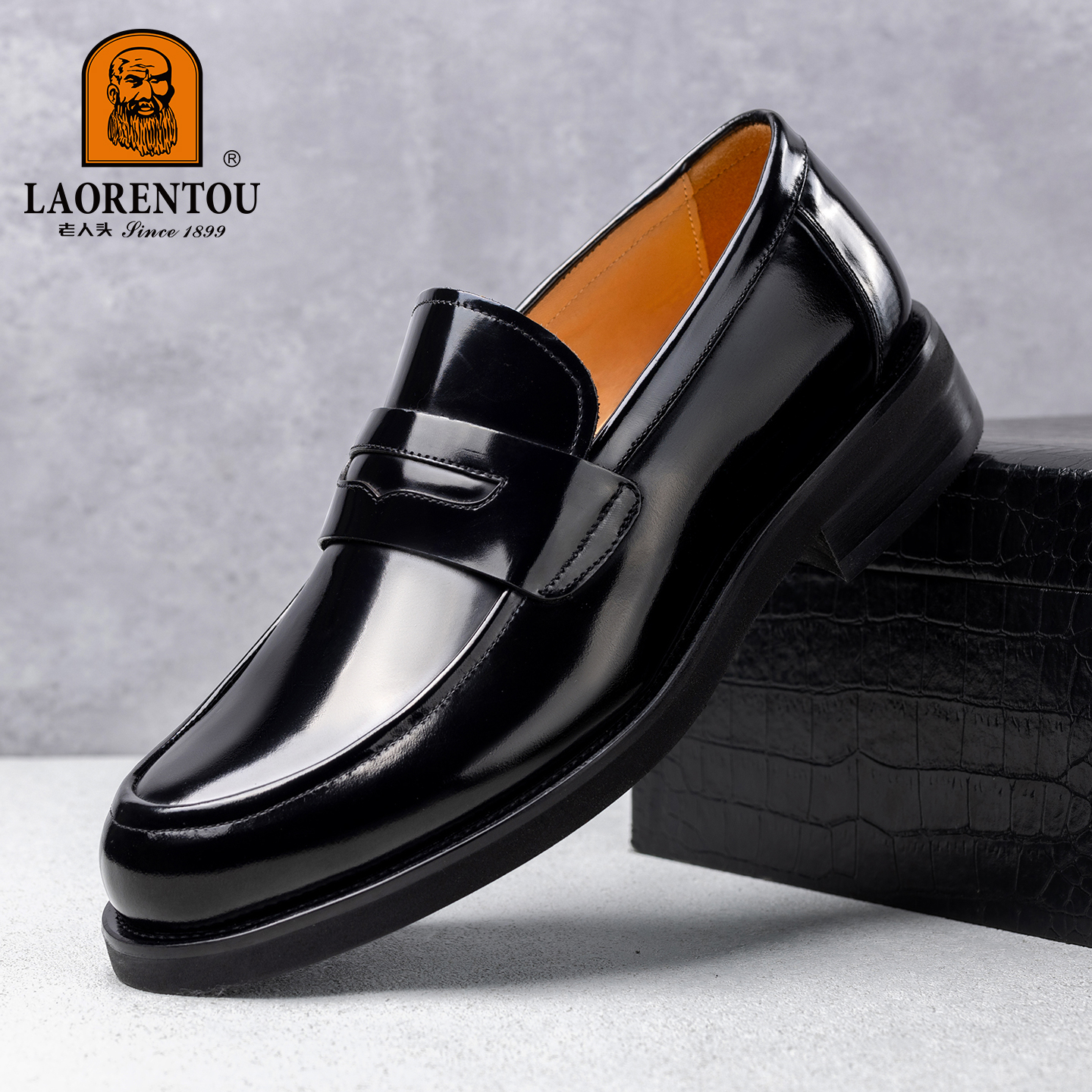 老人头男鞋2025新款真皮商务正装皮鞋男士英伦风一脚蹬结婚新郎鞋
