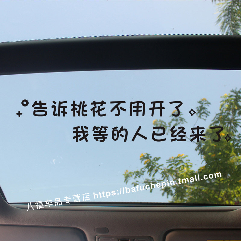 告诉桃花不用开了 我等的人已经来了个性创意文字贴纸 天窗装饰贴