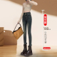 女2024春秋季 新款 高个子显瘦弹力超长韩版 加长牛仔裤 高腰小脚裤 子