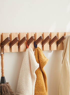 木质挂钩衣钩免打孔壁挂墙壁进门入户挂衣架玄关高端创意衣帽挂钩