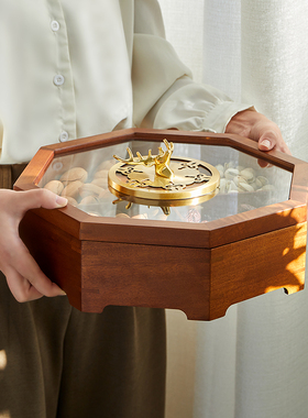 现代实木糖果干果盒轻奢家用客厅茶几瓜子零食盘多层分格收纳密封