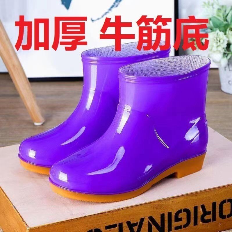 耐磨牛筋底防水鞋时尚短筒胶鞋厨