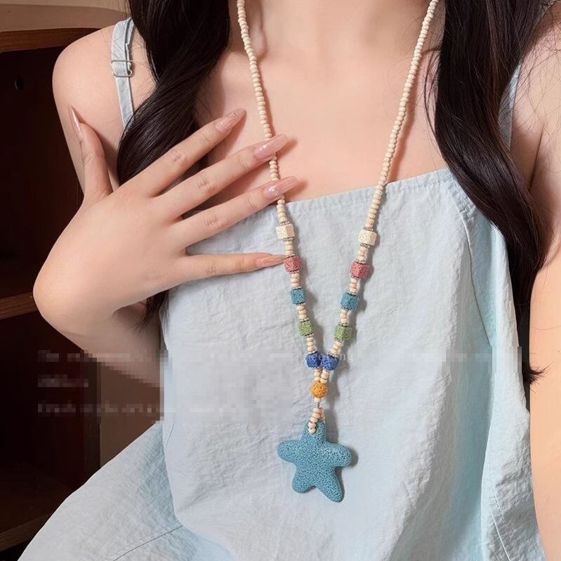 多巴胺海星蓝色吊坠项链女款夏搭