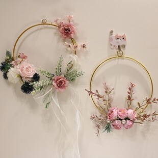 创意花环挂饰仿真花装饰挂件客厅墙壁装饰店铺入户门墙面欢迎挂牌