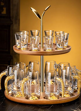 高档轻奢白酒杯套装家用中式水晶玻璃分酒器一口小酒杯子酒盅酒具