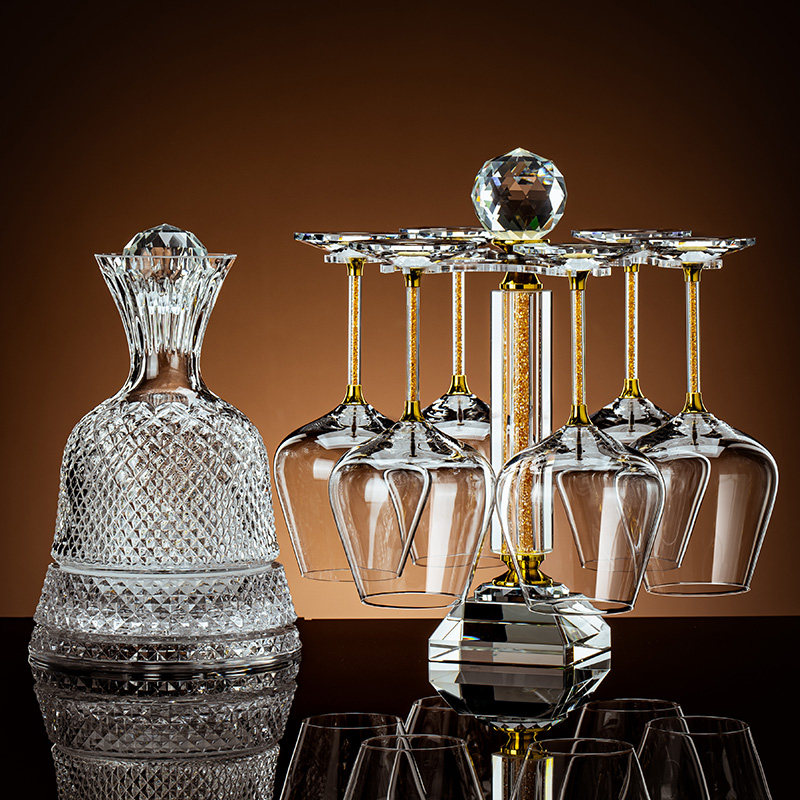 轻奢高级感红酒杯套装家用水晶玻璃旋转醒酒器高脚葡萄酒杯子酒具