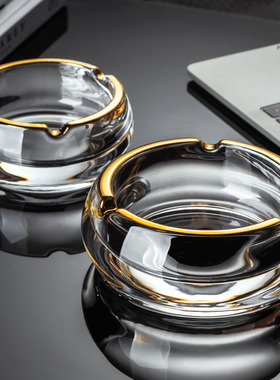 高档轻奢水晶玻璃烟灰缸创意个性大号烟碟家用客厅办公室雪茄烟缸