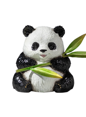 《熊有成竹》铜熊猫摆件新中式工艺品办公室桌面装饰生日开业礼品