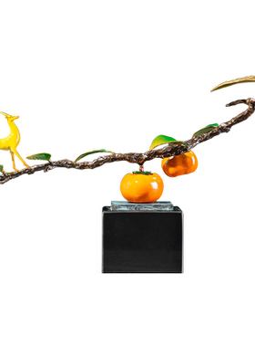 《好事成双》全黄铜摆件工艺品新中式家居客厅玄关斗柜铜器装饰品