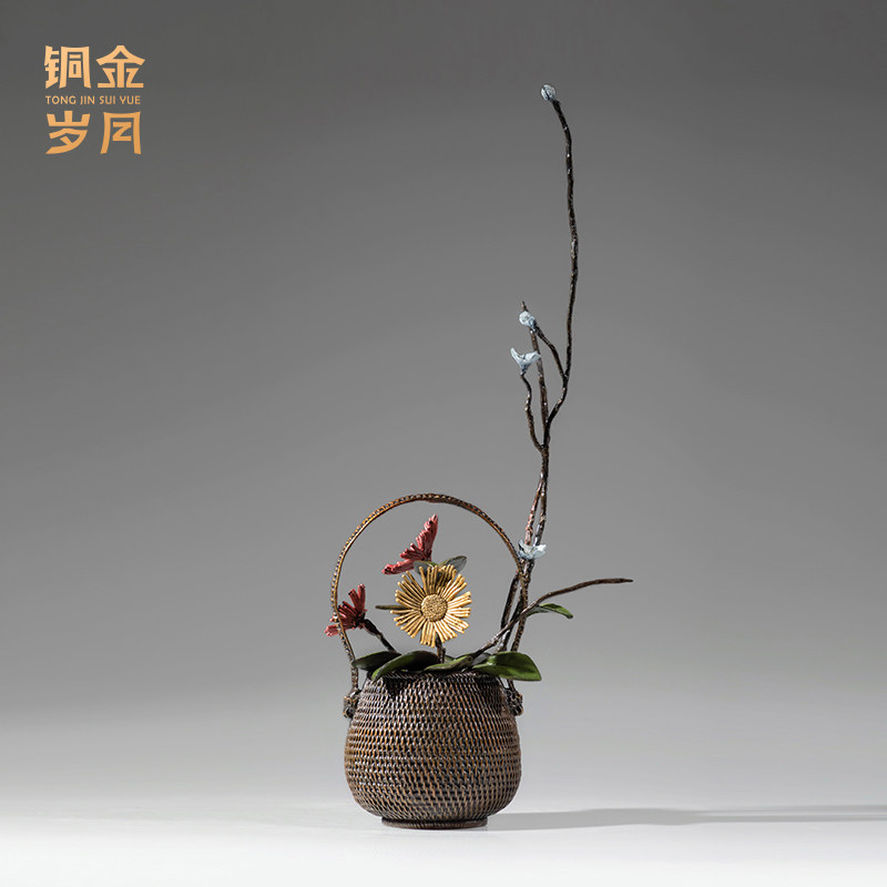 《欣欣向荣》新中式铜摆件工艺品铜器家装家居客厅玄关电视柜装饰