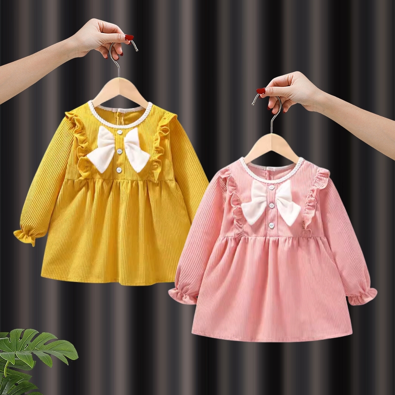 儿童围裙吃饭围兜秋冬洋气可爱女宝宝罩衣防水防脏灯芯绒婴儿护衣