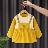 宝宝罩衣新款 女男儿童围裙防水防脏吃饭围兜婴儿反穿衣 外穿秋冬季