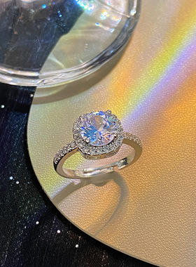 日韩简约方形锆石钻戒女小众设计感轻奢指环个性高级感可调节手饰