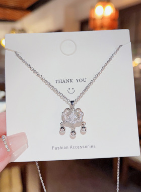 国潮网红in如意平安锁吊坠锁骨链小众钛钢气质百搭高级感项链女