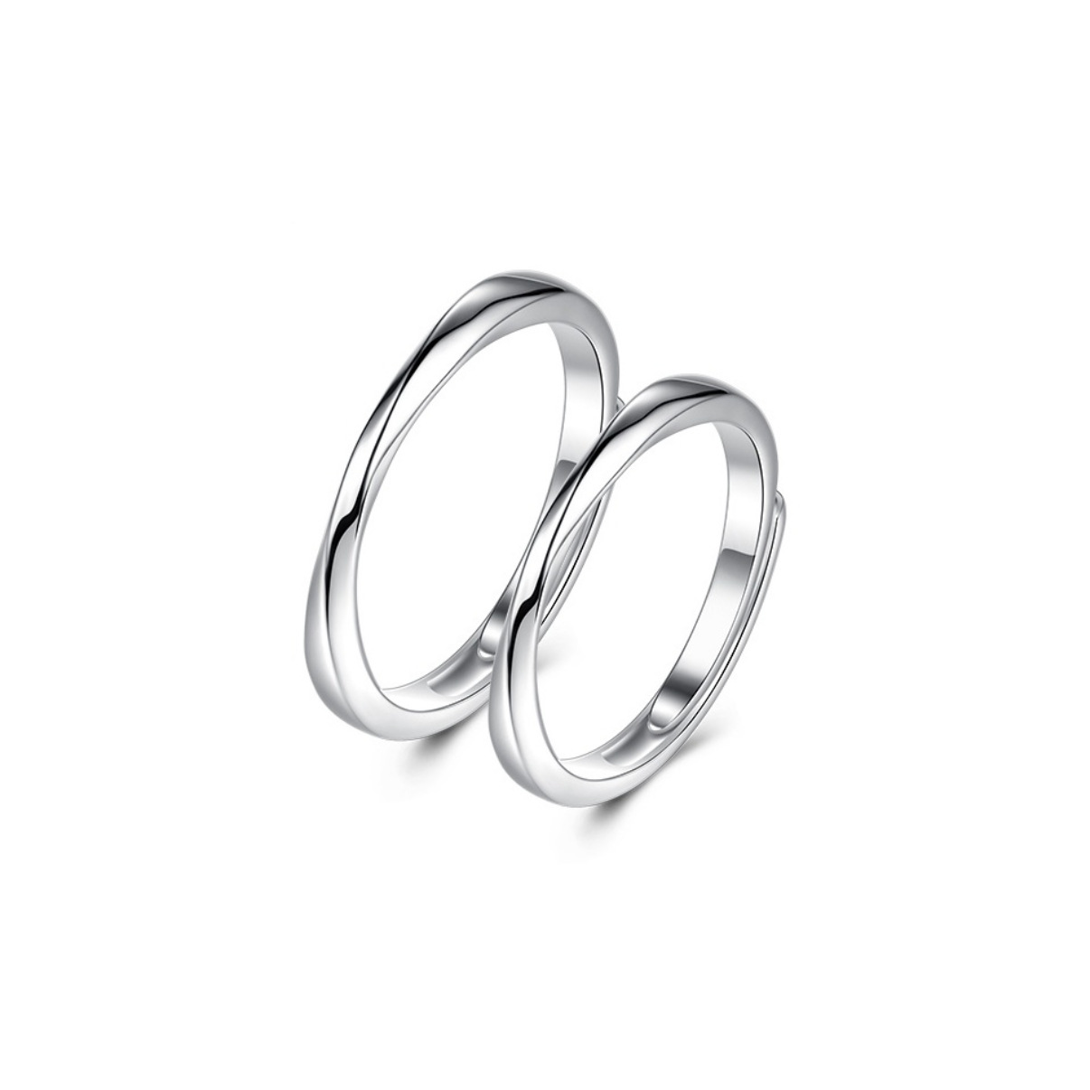 纯银莫比乌斯对戒开口素圈钟爱久久小众设计学生戒子活口可调节环