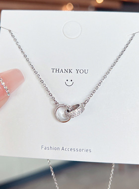新款同心圈项链甜酷风简约轻奢小众设计感爆款锁骨链钛钢饰品