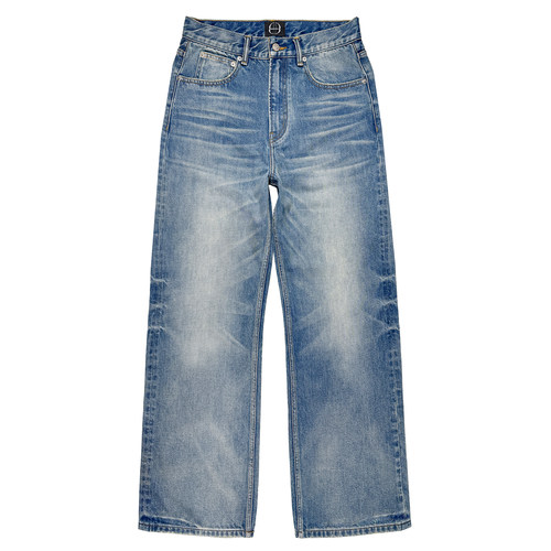 B72 原创潮牌【海洋蓝】牛王水洗做旧手工立体猫须牛仔裤男女夏季