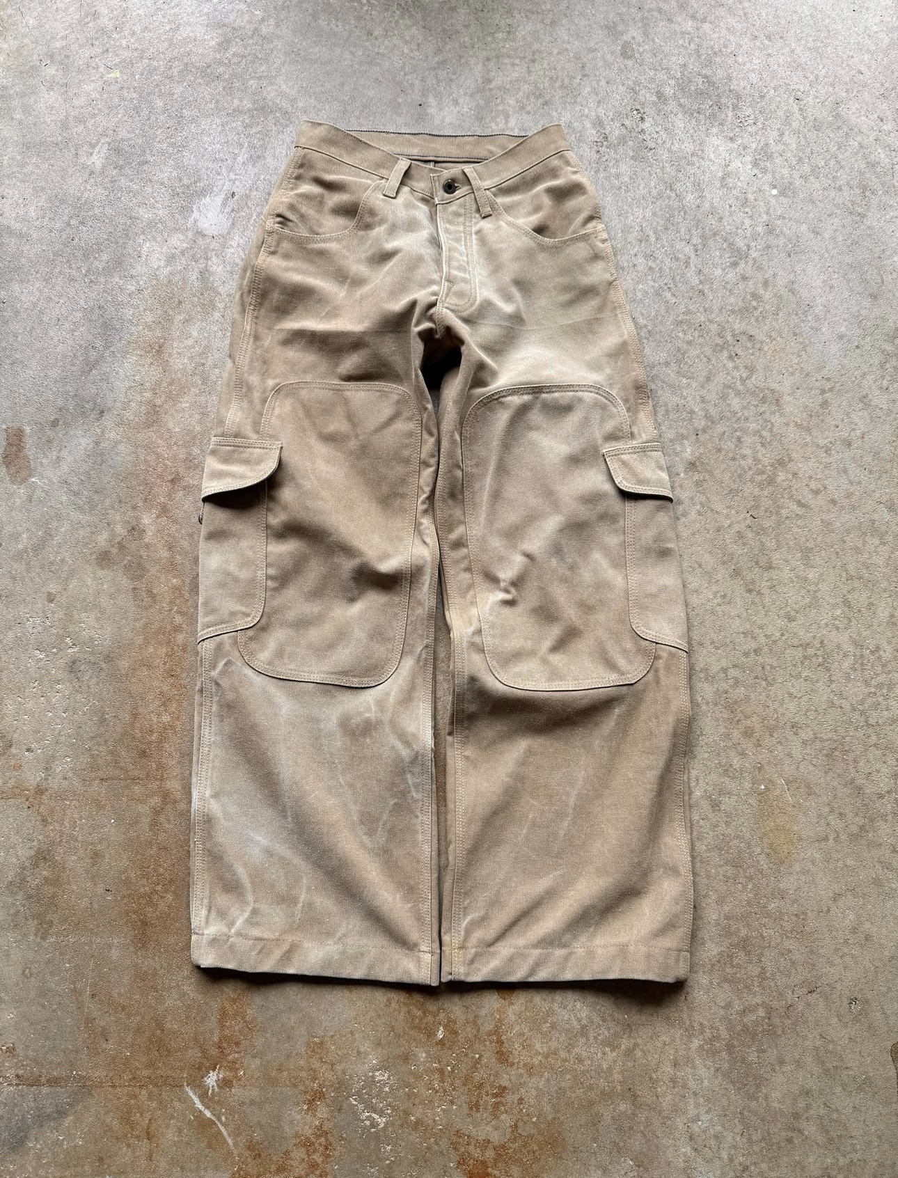 B72 2025秋冬沙漠色水洗做旧法工裤伐木裤工装裤男女直筒宽松潮牌
