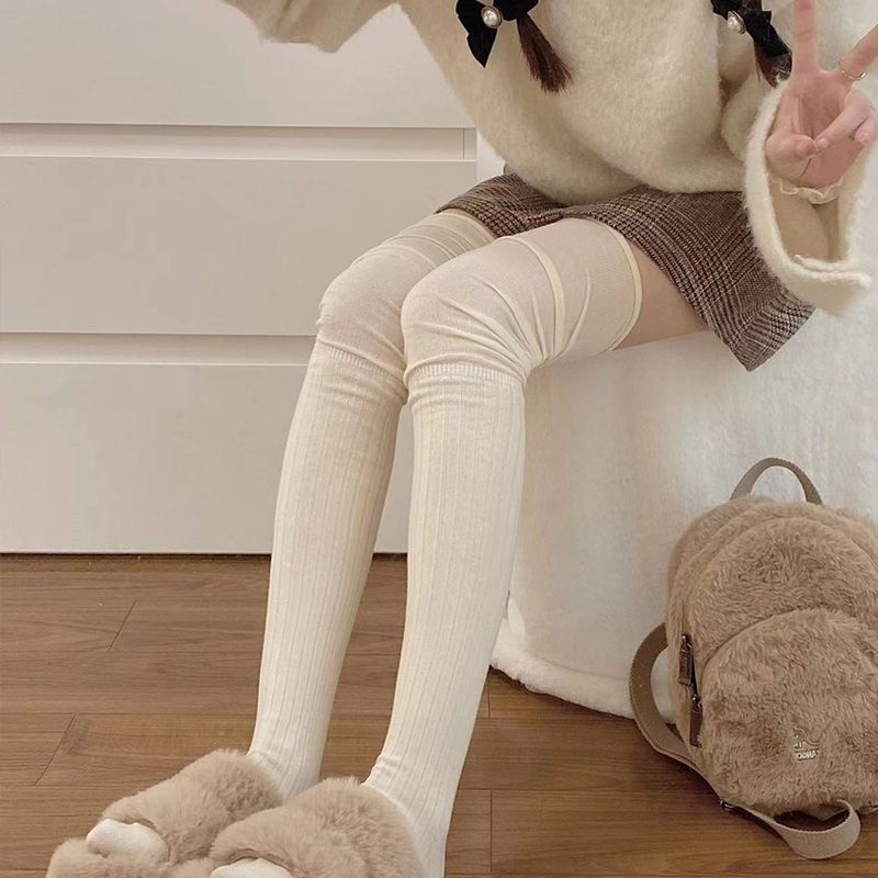 jk制服过膝袜压力显瘦不透黑丝长筒大腿根白色丝袜纯欲半截夏薄款