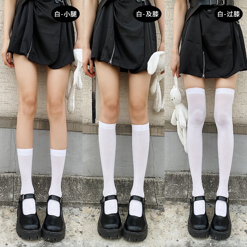 jk袜子女中筒袜天鹅绒春夏季超薄款日系学生黑色及膝小腿袜ins潮