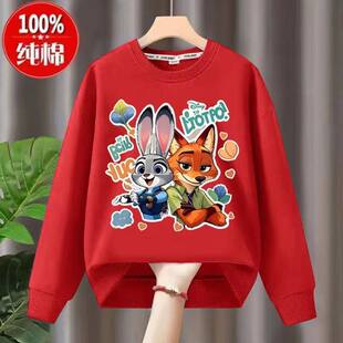 Zootopia疯狂动物城2儿童衣服加绒男女童上衣尼克朱迪童装卫衣潮
