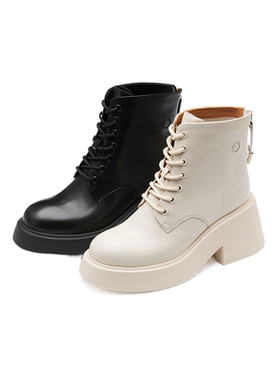 westory简约纯色百搭2022年新款厚底高跟短筒7孔马丁靴ins潮81771