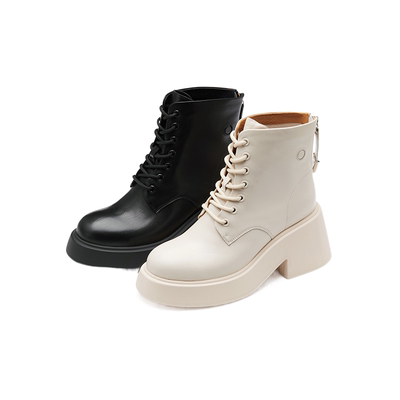 westory简约纯色百搭2022年新款厚底高跟短筒7孔马丁靴ins潮81771