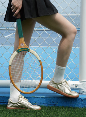 westory2025秋季新款羊皮复古德训鞋女小众休闲运动鞋76391