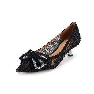 westory2024春季新款繁花簇簇闪钻立体花饰单鞋法式气质单鞋56951