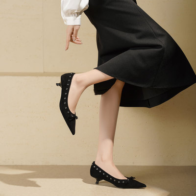 westory2025新款法式一脚蹬绝美小单鞋高跟鞋女气质高级不累脚