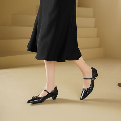 浅口新款复古玛丽珍中低跟单鞋
