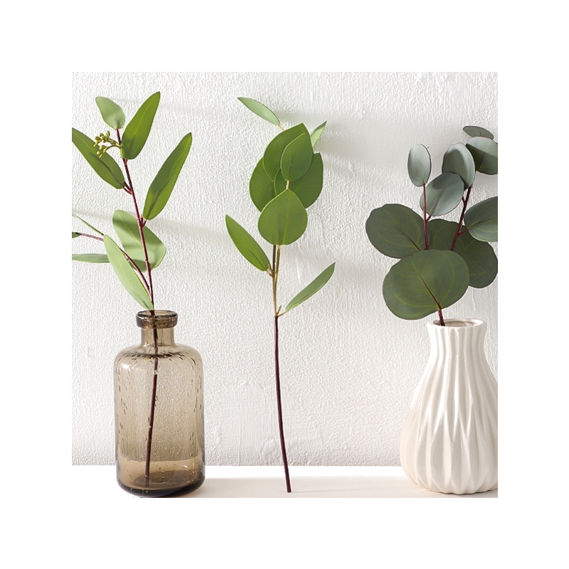 ins北欧尤加利仿真叶片清新绿植客厅树叶假绿叶装饰花瓶插花摆件